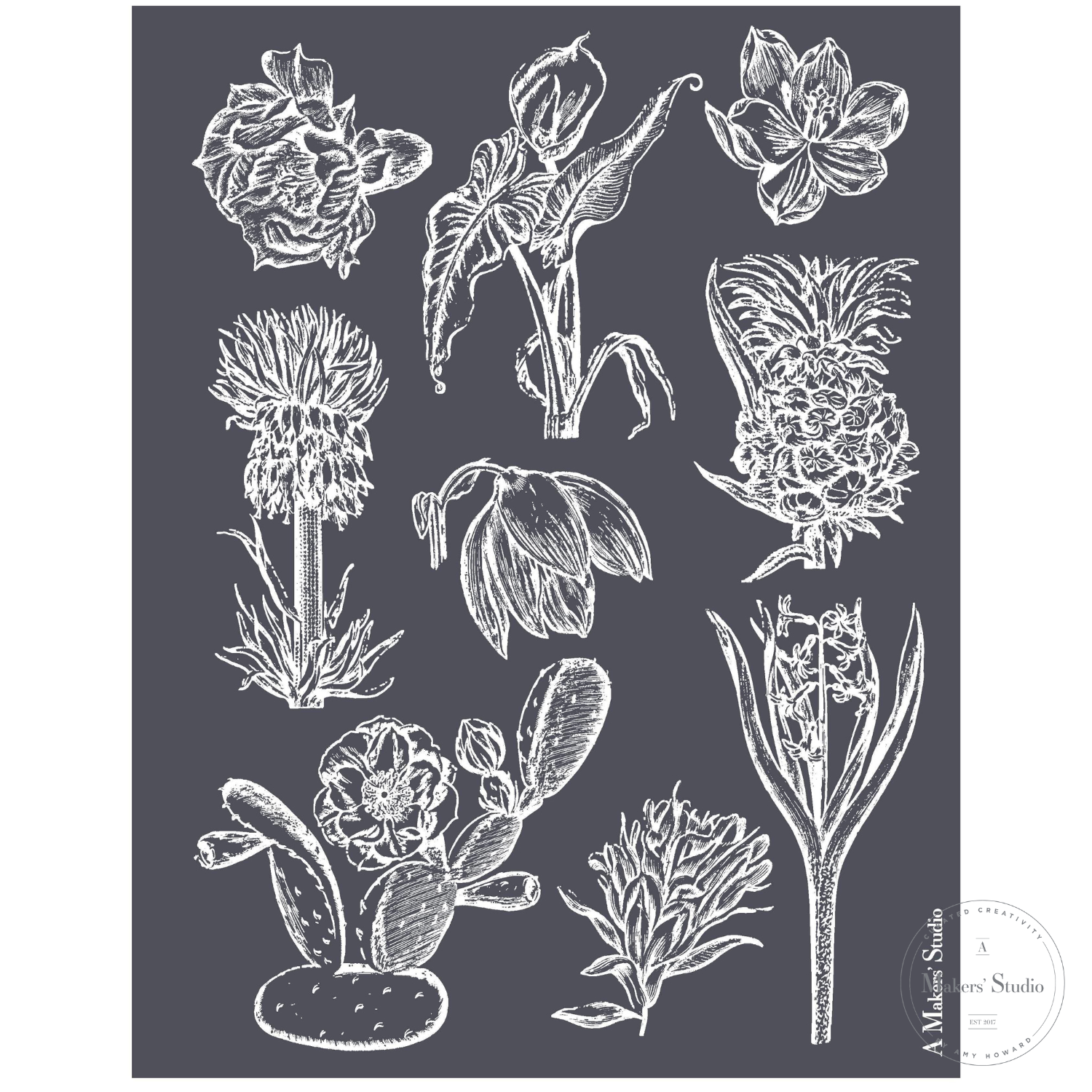 Vintage Floral Art - Mesh Stencil 12x18