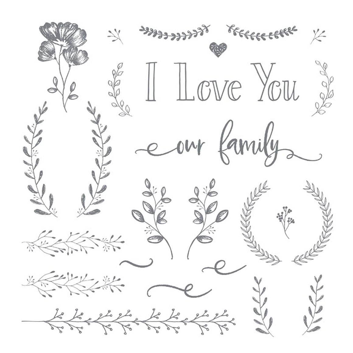 Clear Stamp - I Love You / Family - 12x12