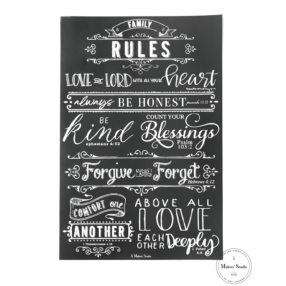 Family Rules - Mesh Stencil 12x18